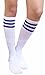 AM Landen Women's Casual White with Three Blue Stripes Knee High Socks Girls socks