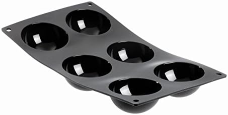 DE BUYER Professional Moul Flex 6 Portion Silicone Hemisphere Mold 1961.01, Black