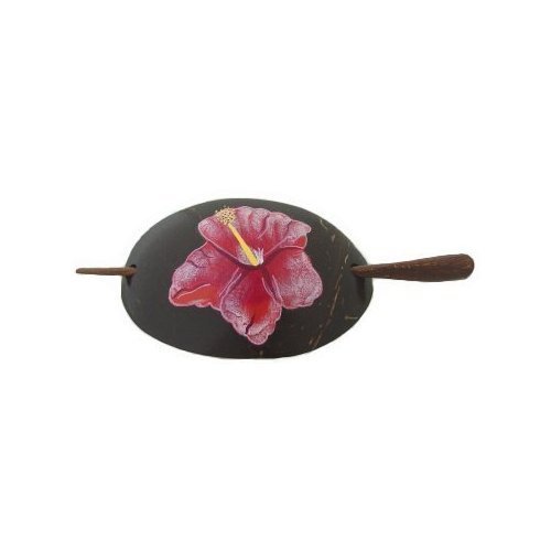 Hawaiian Hibiscus Flower Coconut Wood Barrette