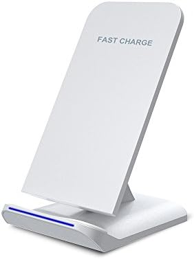 Fast Wireless Charger,LaoTzi Wireless Charger 2 Coils QI Wireless Charging Pad Stand(Sleep-Friendly) for Samsung S8 S8 Plus S7 S7 Edge Note 5 S6 Edge Plus - No AC Adaptaer - Sliver