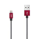 AUKEY Lightning Cable, 3.3ft Apple Certified and Braided Exomesh Cable for iPhone 7, 7 Plus, 6S, 6 Plus, iPad Pro and More (Red)
