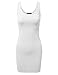 DRESSIS Women's Basic Scoop Neck Sleeveless Bodycon Mini Tank Dress White S