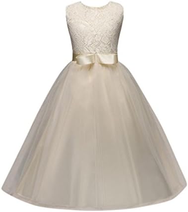TAORE Girl Dress Kids Pageant Tutu Dress Ruffles Lace Party Wedding Dresses (7T, Big Yellow)