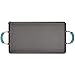 Rachael Ray Brights Hard Anodized Nonstick Double Burner Griddle Pan/Grill with Pour Spout, 18 Inch x 10 Inch, Gray with Agave Blue Handles