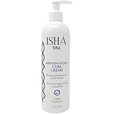 ISHA DNA Keratin System Curl Creme - Infused with Argan Oil and Coconut Oil - Moisturizing Frizz Free Bouncy Natural Soft Curls - Curling Cream For Wavy and Curly Hair - Sulfate Free