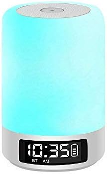 Celcube Touch Bedside Lamp with Wireless Bluetooth Speakers, Smart Dimmable Colorful Night Light, LED Table Lamp with Alarm Clock and Hands-Free Time Display, Gift for Kids Children Men Women