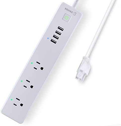 WiFi Smart Power Strip, ZHILDE Surge Protector Smart Plug with 4 Quick Charge USB Ports and 3 AC Outlets, 6-Feet Long Extension Cord,Compatible with Amazon Alexa Echo and Google Assistant (FCC Listed)