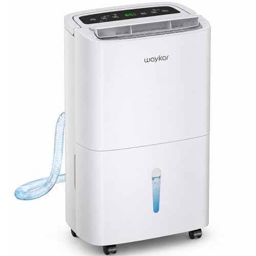 80 Pint Dehumidifiers for Basements Home (Covers 5200 Sq.Ft) | With Continuous Drain Hose,Water Tank,Auto Defrost,Restart,Energy-Saving,24H Timer & Quiet Operation for Garage,Bedroom