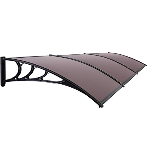 VIVOHOME Polycarbonate Window Door Awning Canopy Brown with Black Bracket 40 Inch x 120 Inch