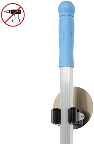 INFOS 3M Self Adhesive Wall Mounted Mop Hooks Broom Hanger Holder with Spring Clip Design Bath Mounted Home Tools