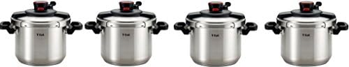 T-fal P45007E iCuyRU, Clipso Stainless Steel Dishwasher Safe PTFE PFOA and Cadmium Free 12-PSI Pressure Cooker Cookware, 6.3-Quart; 4Pack, Silver