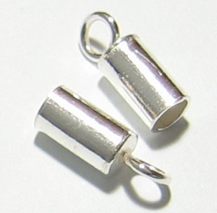 10pcs .925 Sterling Silver Bead 3mm Leather Cord End Cap/Findings/Bright