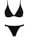 X-HERR Women's Wide Band Triangle Top Cheeky Bottom Bikini Swimsuits (Black,X-Large)