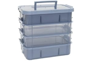 Everything Mary Plastic Craft Storage Organizer Box, Blue - Container for Beads & Supplies - Organizers for Craft, Art, & Painting - Plastic Container Case for Organization