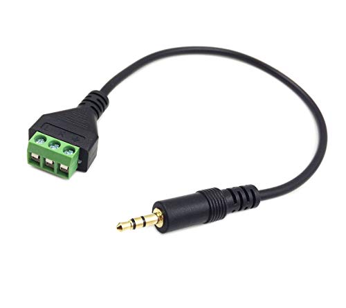 Poyiccot 3.5mm(1/8inch) Stereo Audio Balanced Male Jack to AV 3-Screw Video Balun Terminal Adapter Connector Cable 30cm(3.5mm M/3pin)