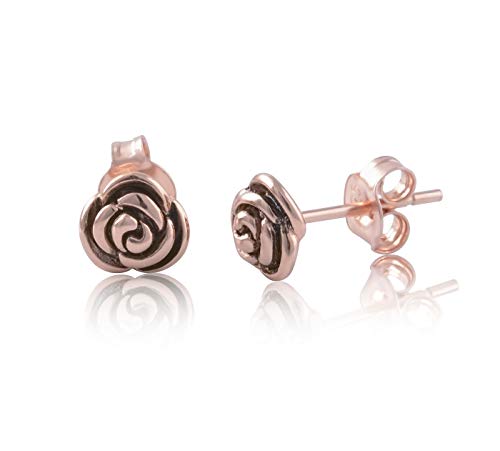 SILVERCLOSEOUTSterling Silver Rose Flower Stud Earrings - 7mm