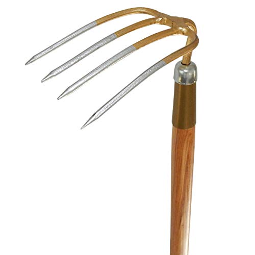 SHW-FIRE 4-Zinken Dunghacke, 135 cm Eschenholzstiel für die Auflockerung und Belüftung von Böden, für die Ernte oder andere Gartenarbeiten – Bild 6