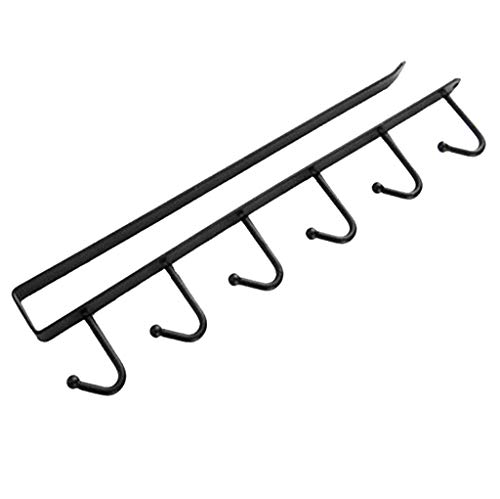 Baomabao 2Pc Kitchen Storage Rack Cupboard Kitchen Wrought Iron Hook 6 Hooks Under-Cabinet Hanger Rack New