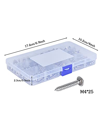 220pcs M3 M4 M5 Selbstschneidende Schrauben Set 304 Edelstahl Cross Drive Linsenkopf Holzschrauben Sortiment Kit mit… – Bild 4