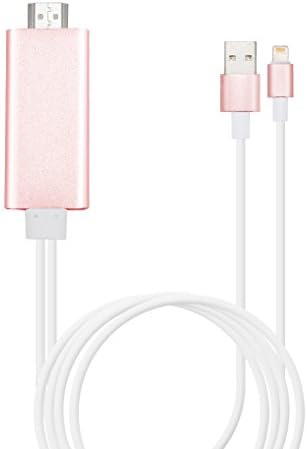 Upgrade iPhone to HDMI Cable for iPad iPod Support 1080P, No Need Personal Hotspot, WIFI, Setup (Rose Gold)