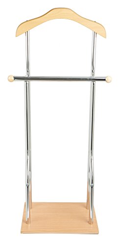 Mind Reader Steel, Bamboo, Wood Valet Suit Rack Stand, Silver