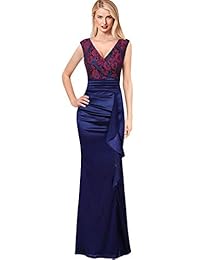 VFSHOW - Vestido maxi para mujer, cuello en V, con volantes, formal, para bodas, fiestas