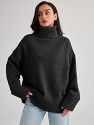 LILLUSORY Women's Turtleneck Long Sleeve Oversized