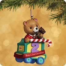 Baby's second Christmas 2002 Child's age collection qx8333 Hallmark keepsake Christmas ornament bear train