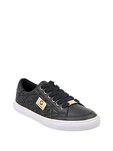 Image of G by GUESS Women's Omerica Quilted Faux-Leather Logo Plaque Sneakers Black