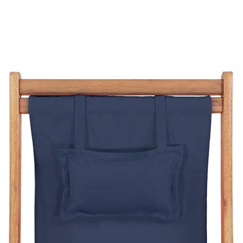 vidaXL Holz Liegestuhl Stoff Blau Sonnenliege Strandliege Gartenliege Liege – Bild 8