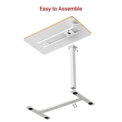 SANODESK Medical Adjustable Overbed Bedside Table With Hidden Casters