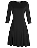 MISSKY Women Scoop Neck 3/4 Sleeve Slim Fit and Flare Swing Casual Dress