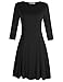MISSKY Women Scoop Neck 3/4 Sleeve Slim Fit and Flare Swing Casual Dress