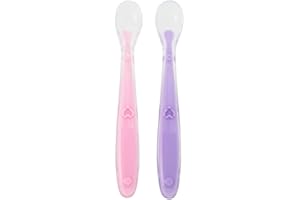BUBA Kit Colher Silicone Baby - 2 Pecas - Rosa/Lilás