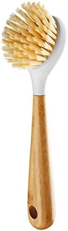 Huibot Bamboo Cast Iron Brush Stiff Bristles Natural Scrubber for Dish Skillet Grill Wok