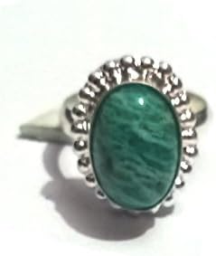 Akshara V Sales Natural Amazonite Gemstone German Silver Ring Girls & Womens Fashion Jewellery