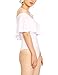 May&Maya Women's Off Shoulder with Ruffle Overlay Bodysuit (Small, White)