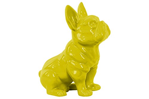 Urban Trends 38463 Ceramic Sitting French Bulldog Figurine with Pricked Ears Gloss Yellow Finish