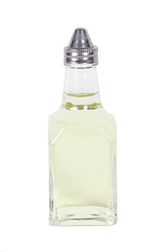 CucinaPrime Oil and Vinegar Cruet Bottles 6 Ounce Bottles with Rack Set
