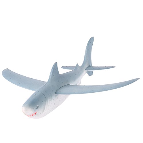 Wenasi EPP Super Durable Throwing Glider Shark Inertia Plane Foam Aircraft Toy Hand Launch Airplane Model Outdoor Sports Toy for Kids £¨17.7517.755.12 in,Grey)