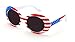 V.W.E. Vintage Sunglasses UV400 Bold Retro Oval Mod Thick Frame Sunglasses Clout Goggles White USA American Flag (Gray Lens)