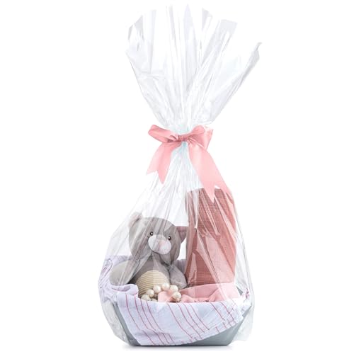 Purple Q Crafts Clear Basket Bag 16” x 24” Cellophane Bags for Small Baskets and Gifts 1.2 Mil Thick (10 Bags)