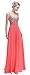 Bislu Chiffon A-Line Straps Beaded Long Bridesmaid Dress Prom Evening Gown