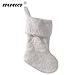 EDLDECCO 20.5 inch Snowy White Cozy Faux Fur Christmas Stocking for Holiday Party Decorations Gift-One Piece
