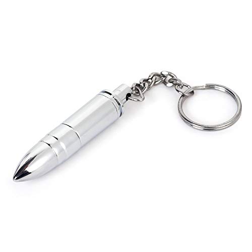 Bullet Cigar Punch Cutter Keychain Ejector and Key Ring Kit Silver