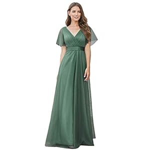 Ever-Pretty Dames V Hals met Korte Mouw A line Tule Galajurken 07962