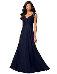 Aox - Vestido largo de gasa sin mangas para mujer, vestido de noche formal, cóctel, falda de novia