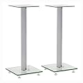 HomyDelight Speaker Stand & Mount, Speaker Stands 2 pcs Tempered Glass 1 Pillar Design Silver