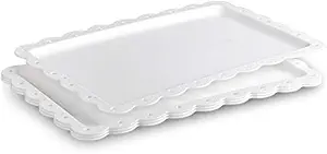 Serving Tray Food Tray for Fast Food | Snack | Fruit | Dessert - Plastic Trays Serving Platter for Kitchen | Cafeteria | Restaurant | Party | 14 x 9 Inches (4 Pack