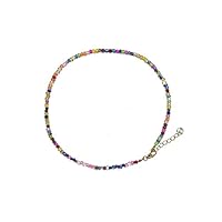 AEVIO Rainbow Choker Colorful Seed Beads Short Necklace Fashion Jewelry Accessories for Summer Hawaii Beach, Trend All-Match for Girls and Ladies